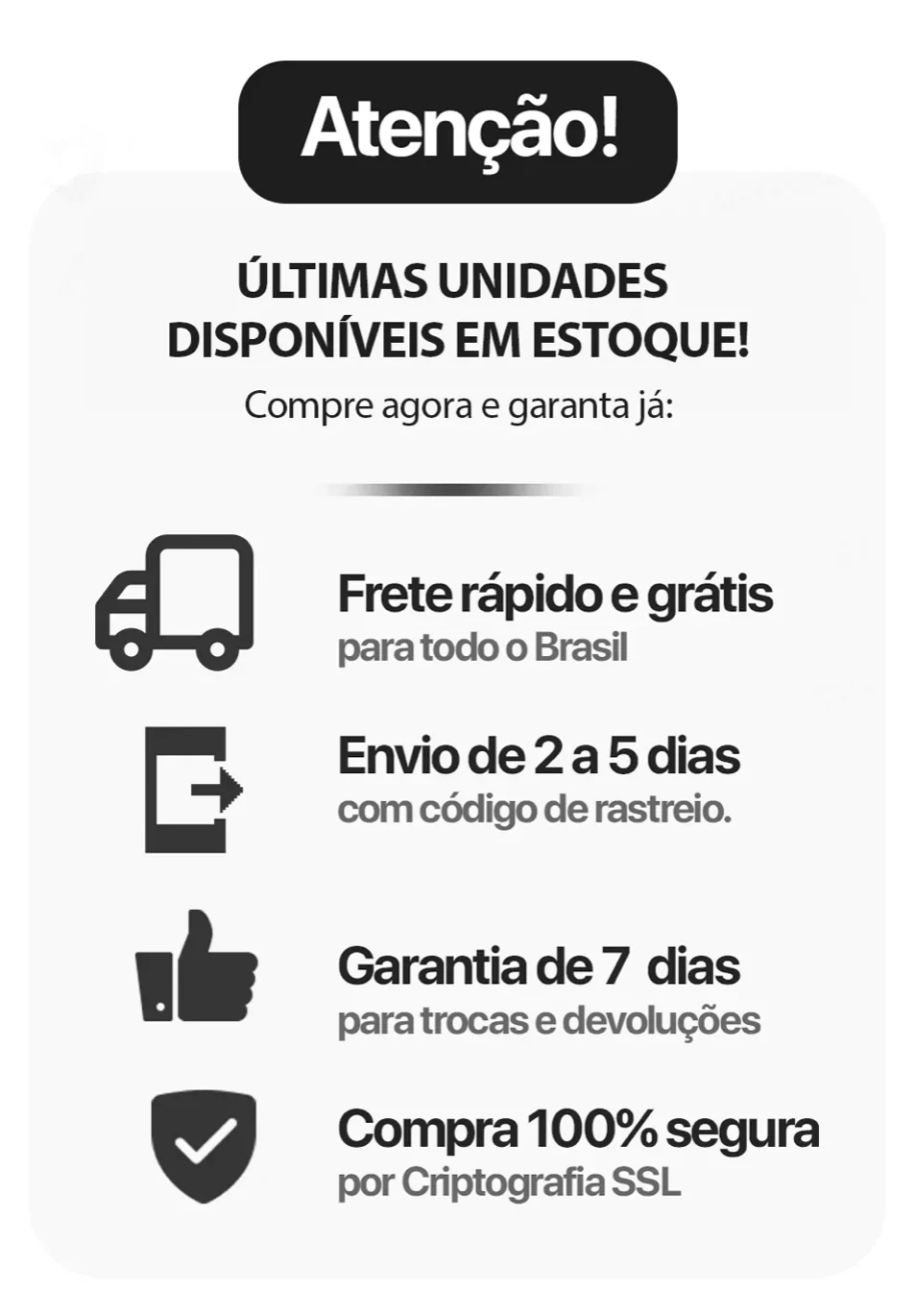 Últimas unidades disponíveis
